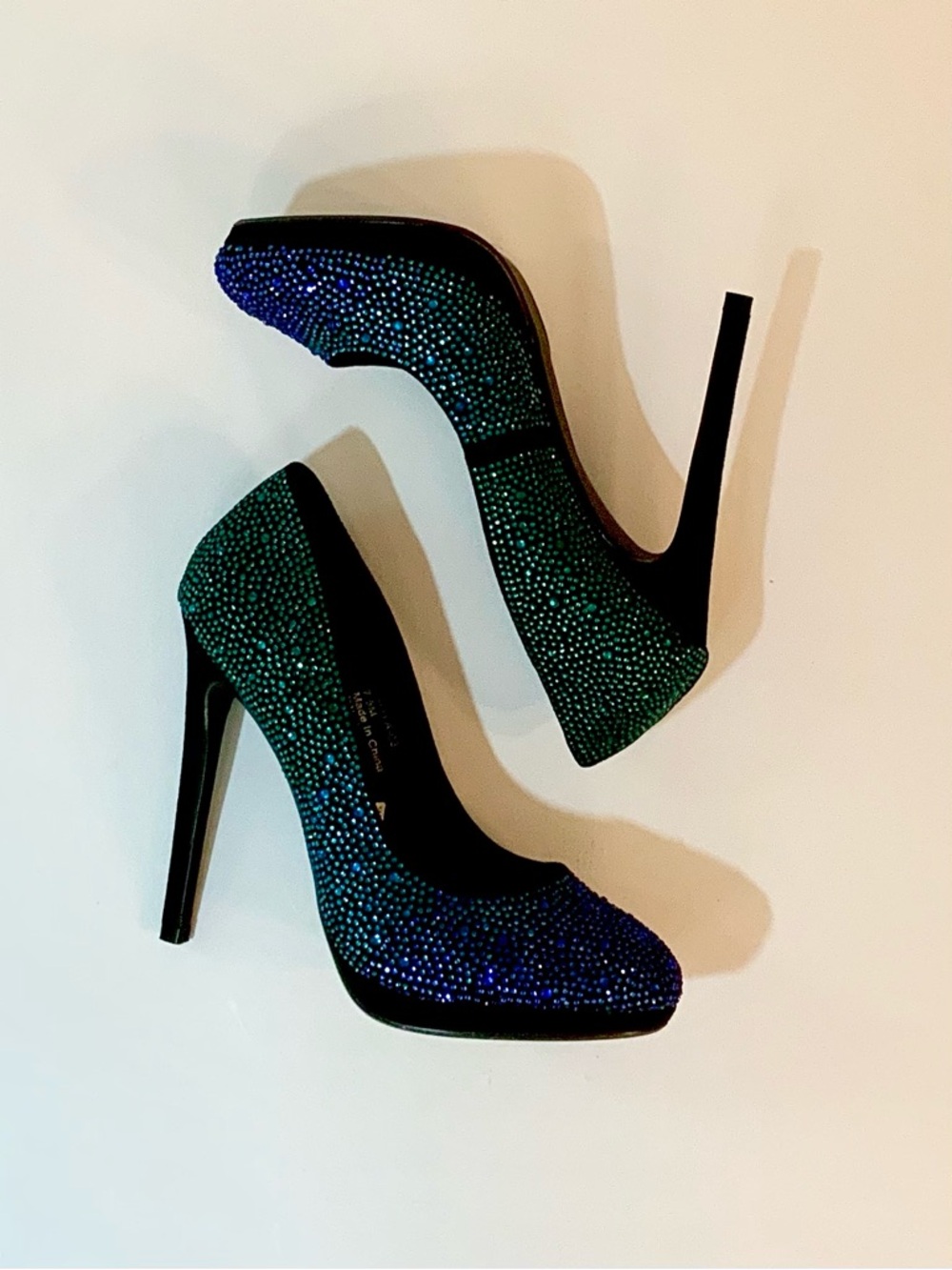 Kate Preston Teal & Blue Crystal High Heel Pumps - Picture 11 of 11
